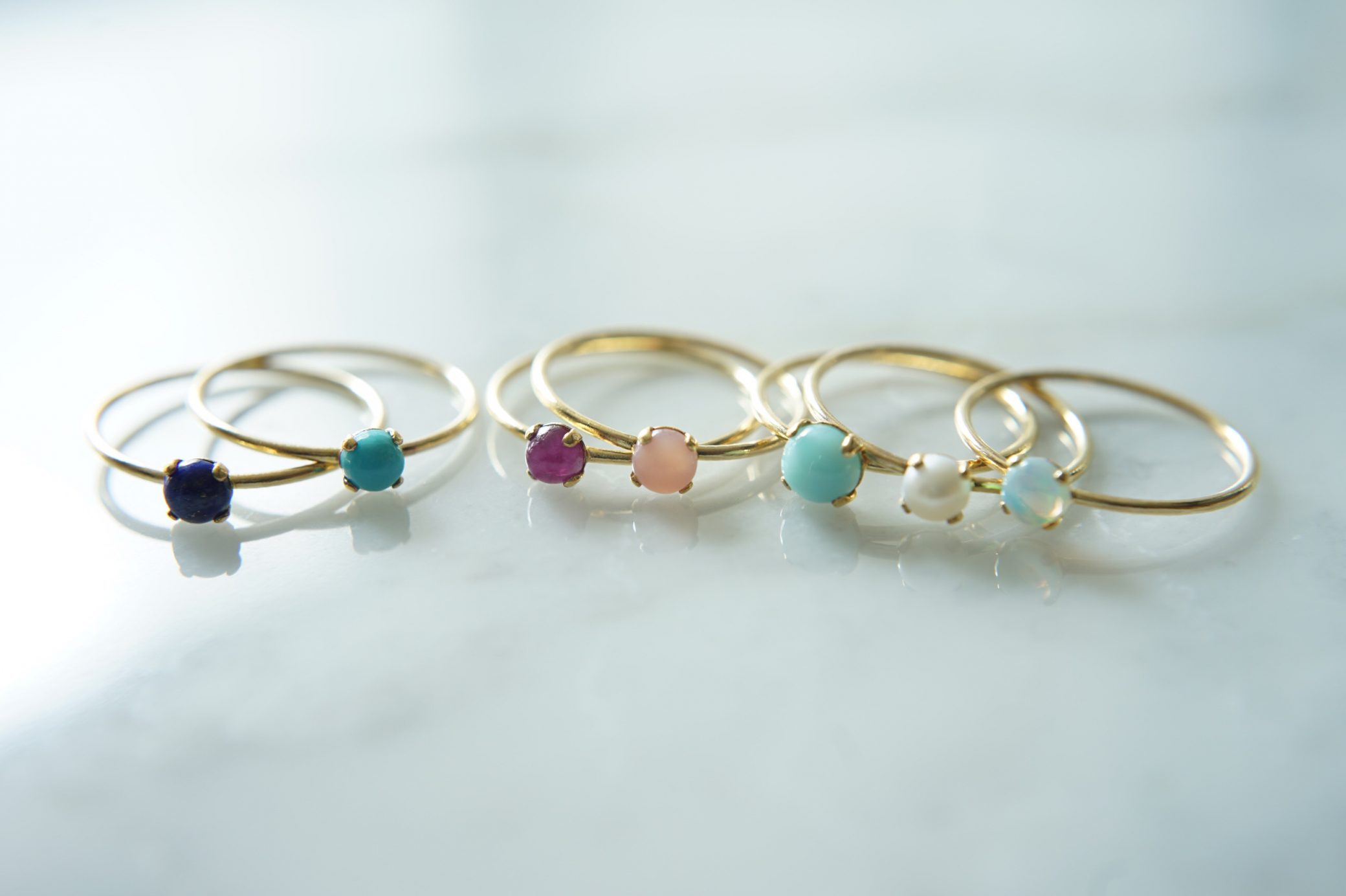 14KGF 天然石 マゼンタ カルセドニー 6x4mm ファセット リング 滞 