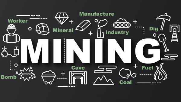 Mining is the extraction of minerals.